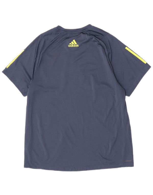 Adidas Mens Regular Graphic T-Shirt Top Large Navy Blue Colourblock