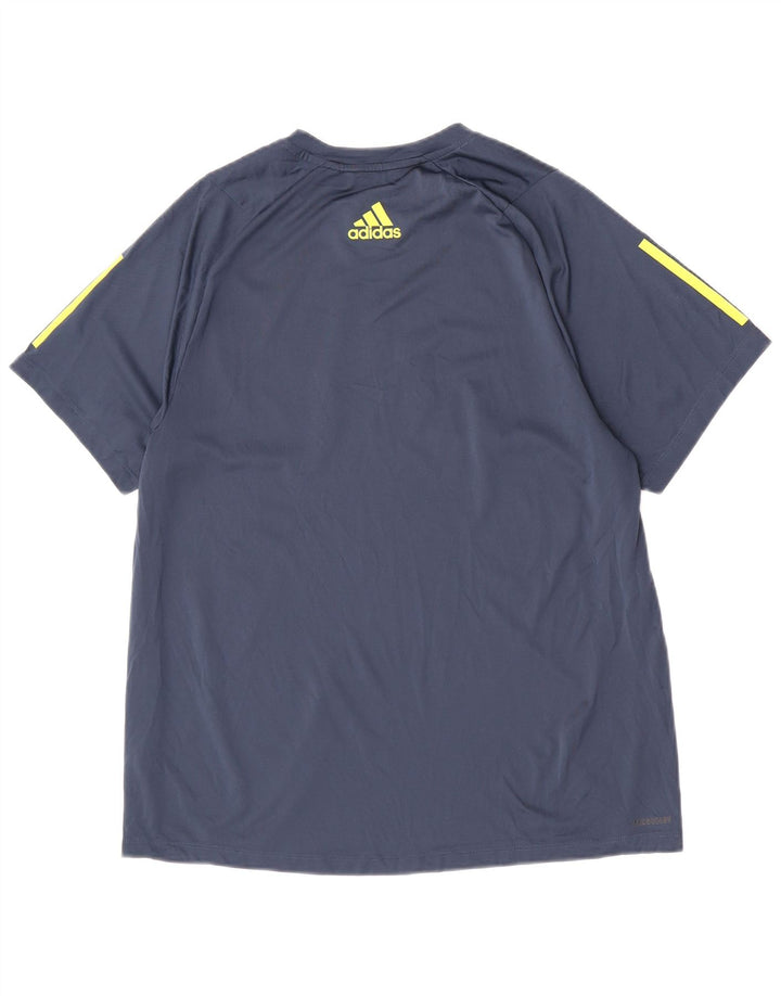 Adidas Mens Regular Graphic T-Shirt Top Large Navy Blue Colourblock