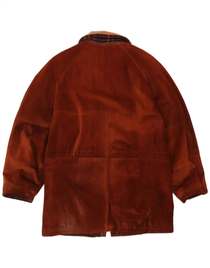 Vintage Mens Suede Jacket IT 54 2XL Brown Leather