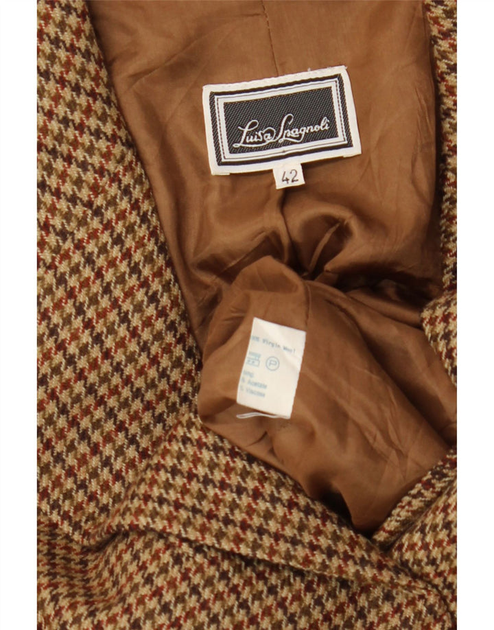 Luisa Spagnoli Womens 2 Button Blazer Jacket IT 42 Medium Brown Houndstooth