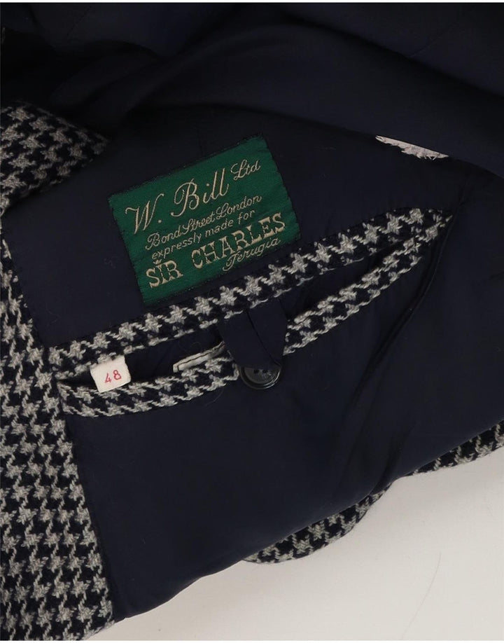 W.Bill London Mens 2 Button Blazer Jacket IT 48 Medium Grey Houndstooth