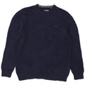 Maglione maglione girocollo da uomo Chaps in cotone blu navy medio