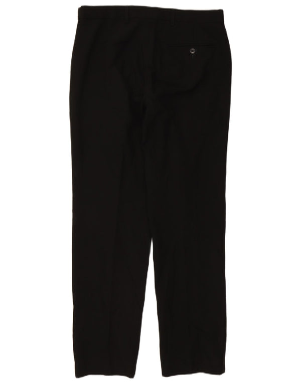 Calça masculina de terno reto Marks & Spencer W32 L31 poliéster preto