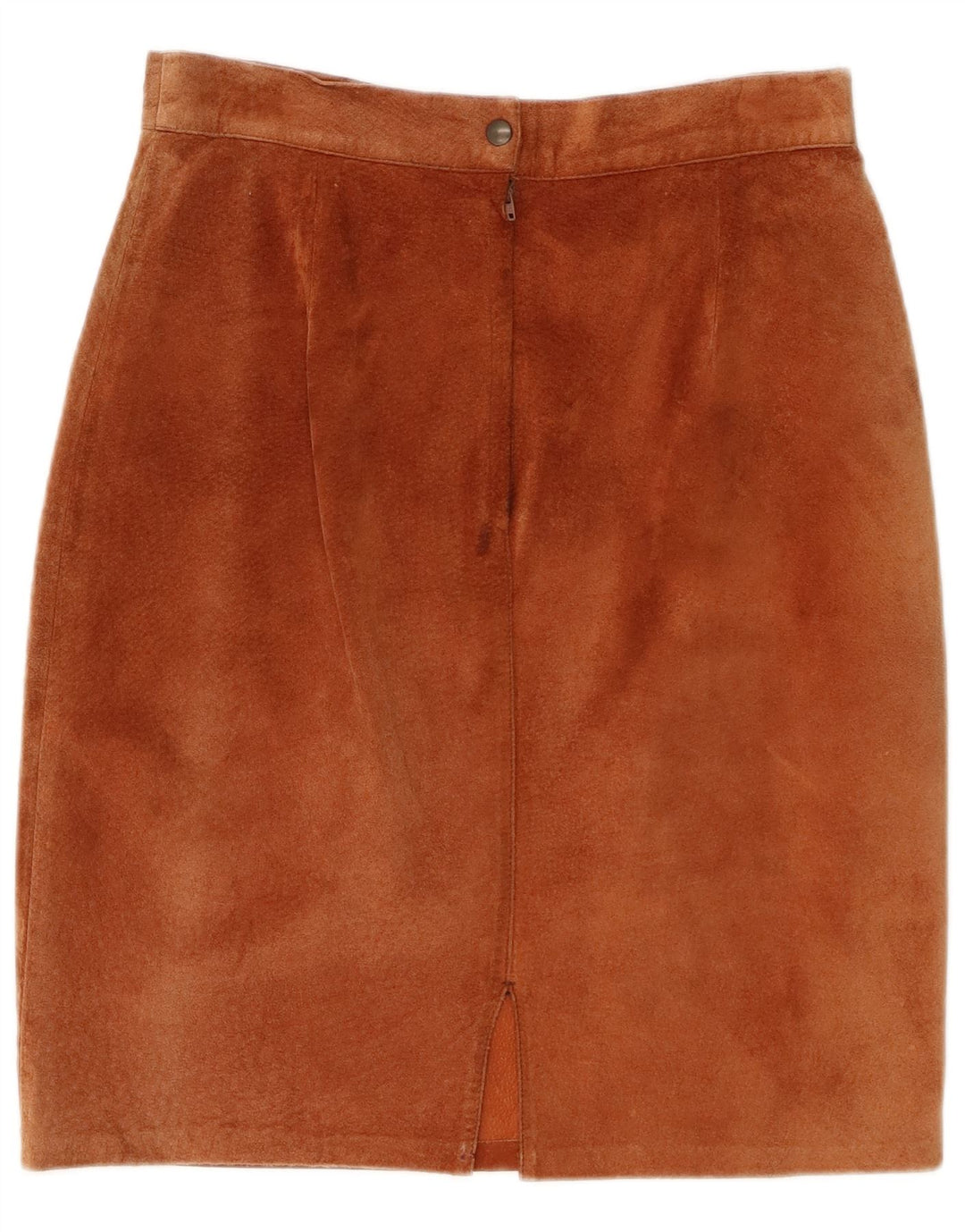 Vintage Womens Suede Pencil Skirt W28 Medium Brown Leather