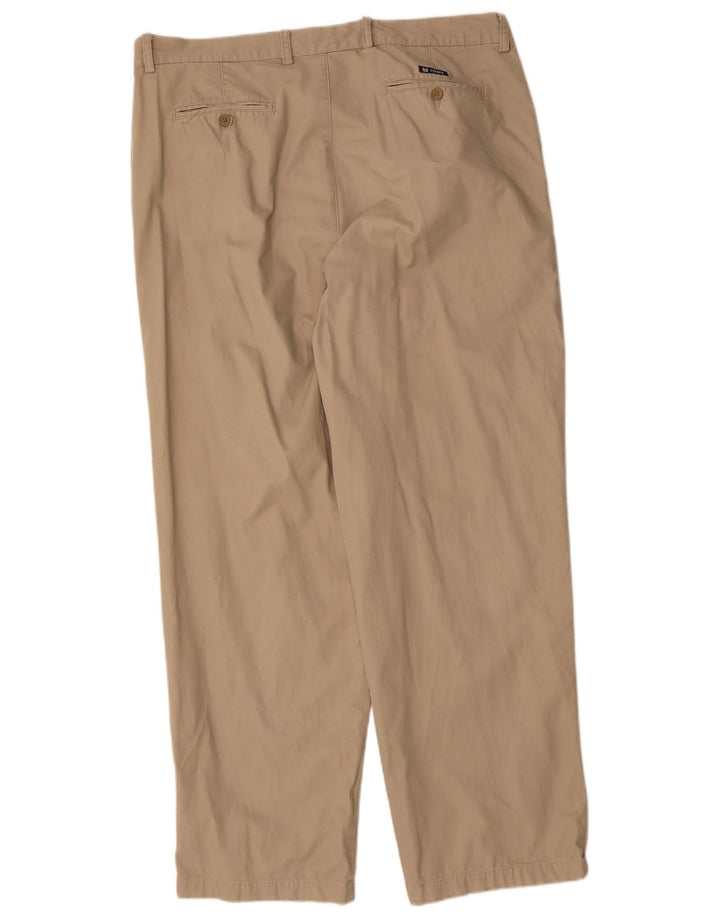 Calça chino reta masculina CHAPS W40 L32 algodão bege clássico