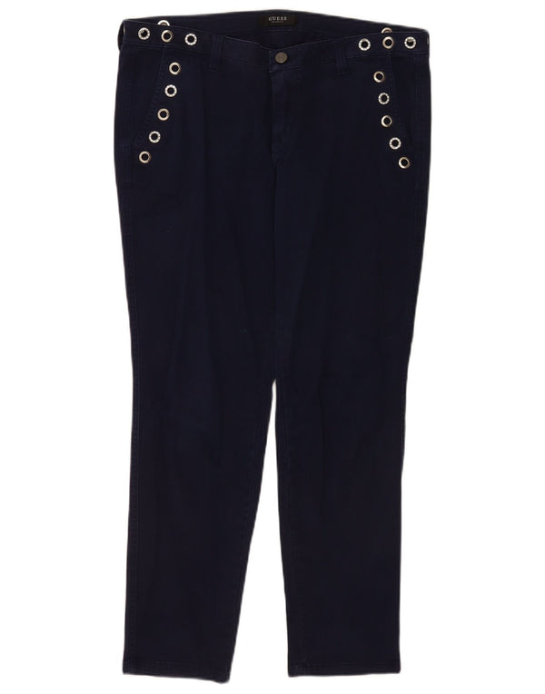 Guess Damen-Chinohose mit niedriger Taille und schmaler Passform, W31 L27, marineblaue Baumwolle
