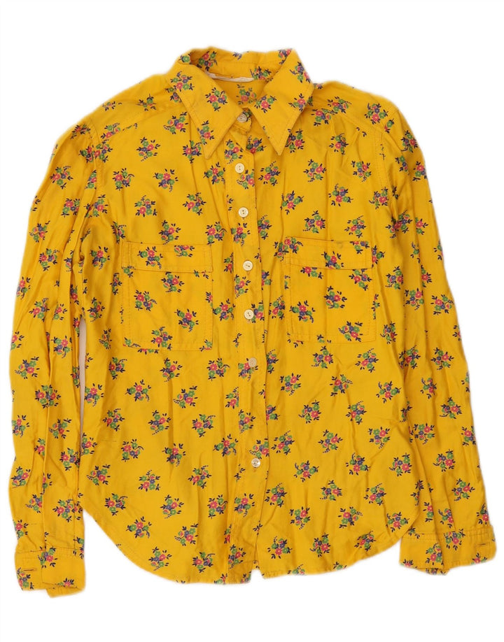 Vintage Womens Shirt UK 8 Small Yellow Floral