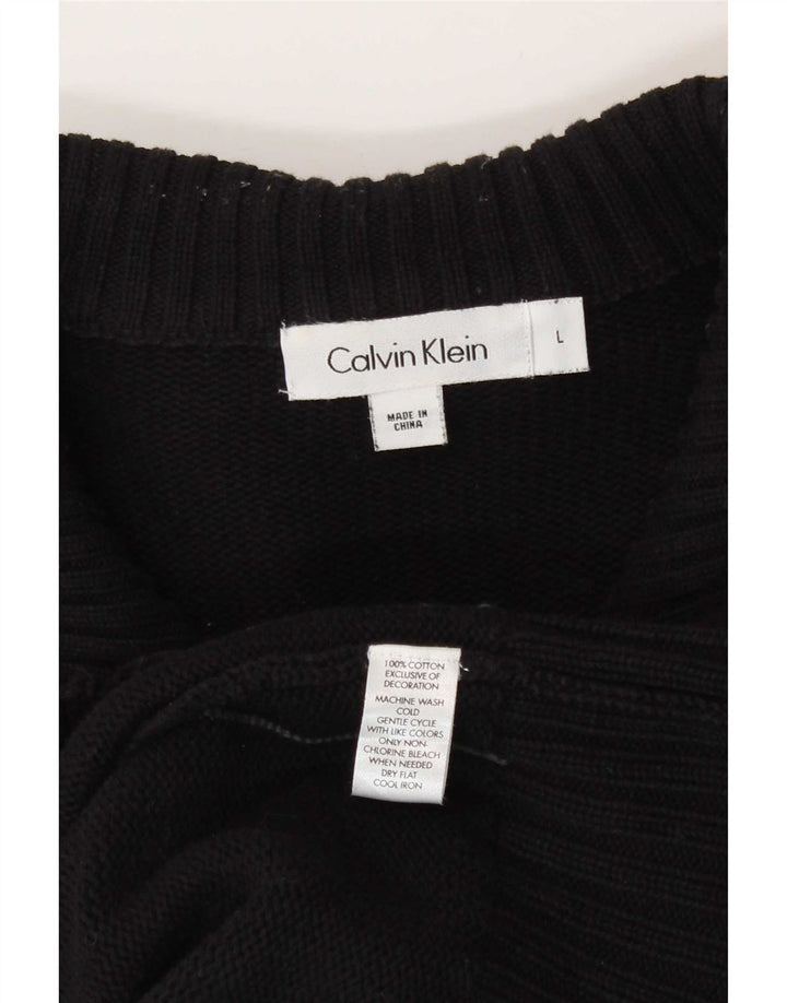 Calvin Klein Mens Cardigan Sweater Large Black Cotton