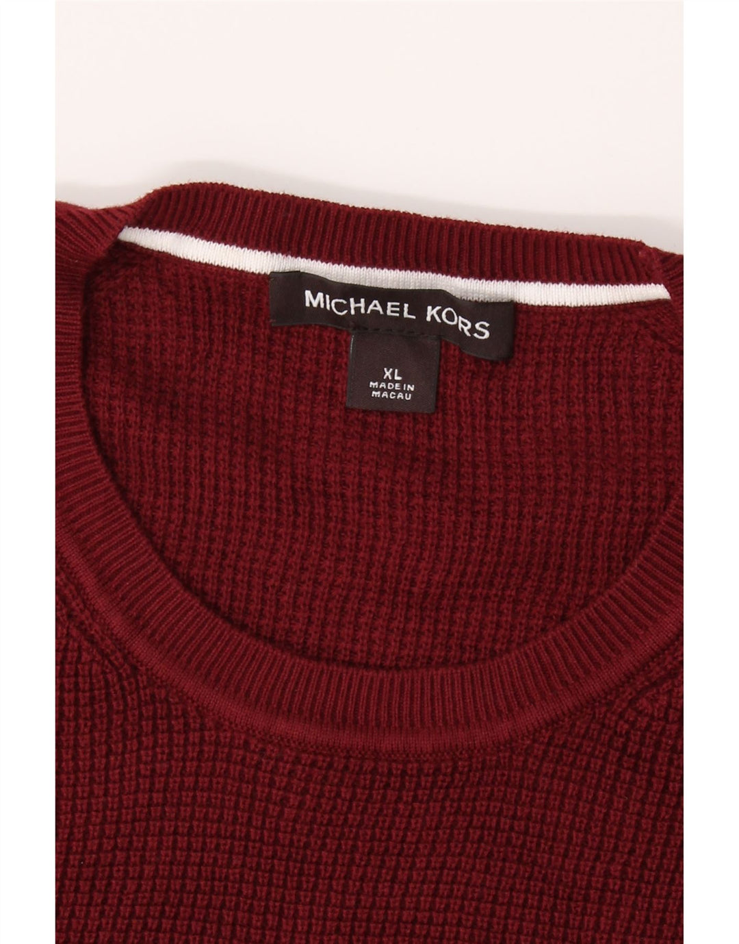 MICHAEL KORS Mens Crew Neck Jumper Sweater XL Burgundy Cotton Vintage Michael Kors and Second-Hand Michael Kors from Messina Hembry 