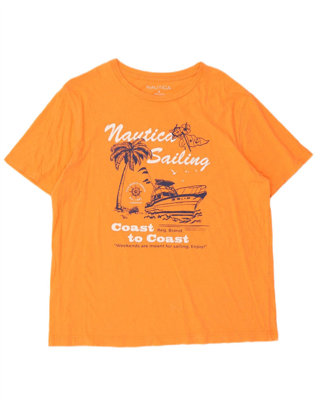 Nautica Mens Graphic T-Shirt Top Medium Orange Cotton
