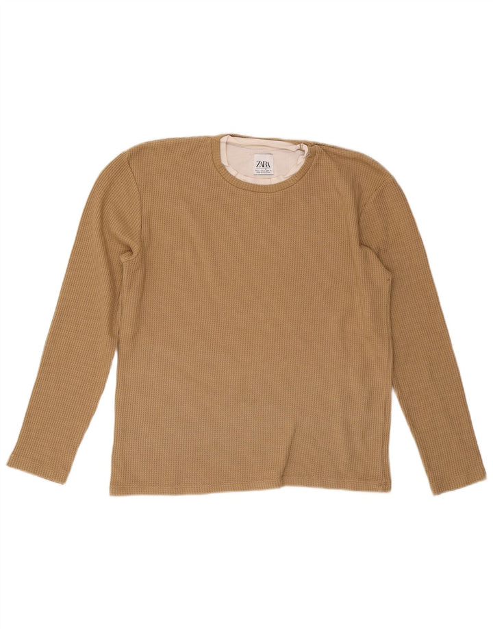 Zara Mens Top Long Sleeve Small Beige