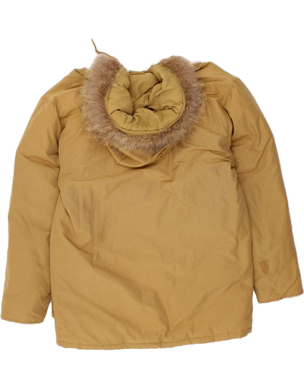 BOMBOOGIE Mens Hooded Parka Jacket UK 38 Medium Brown Nylon