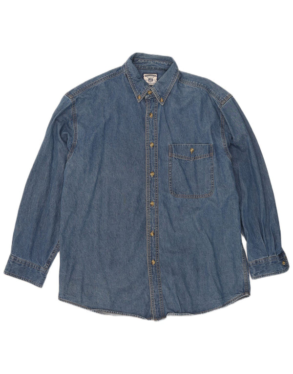 Lee Mens Graphic Denim Shirt Large Blue Cotton