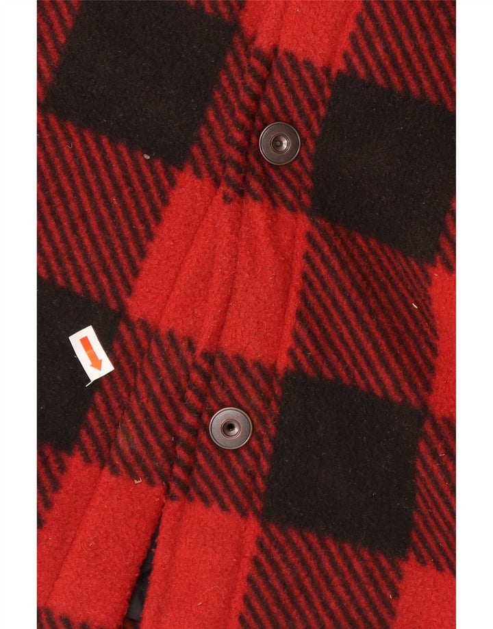 Bomber vintage pentru bărbați din fleece EU 50, mare, roșu, poliester în carouri