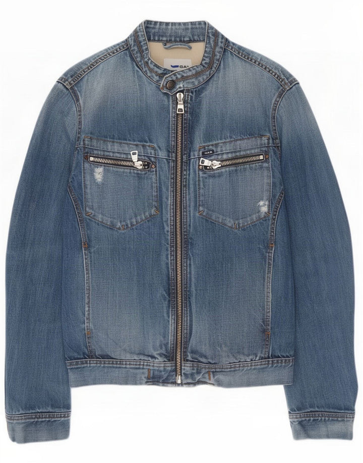 Gas Womens Distressed Denim Jacket UK 16 Large Blue Cotton