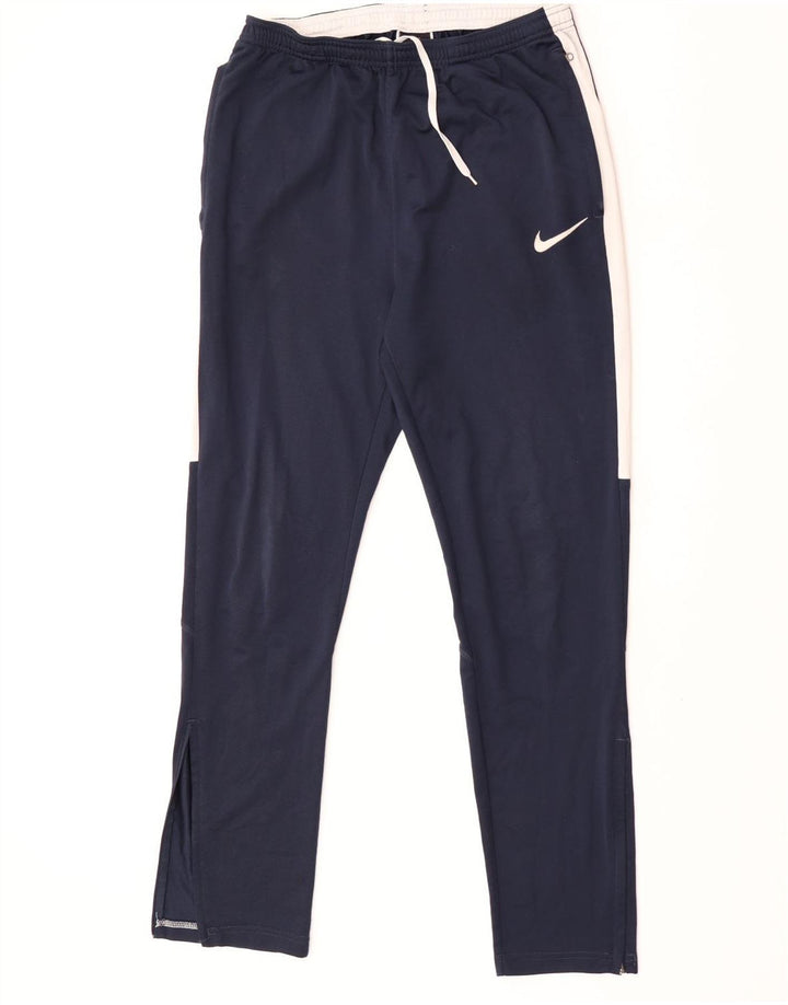 Nike Mens Dri Fit Tracksuit Trousers Large Navy Blue Colourblock Polyester