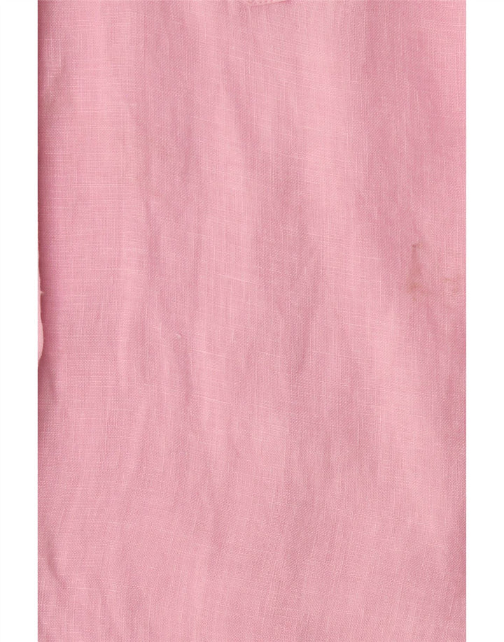 NORTH SAILS Womens Short Sleeve Shirt UK 14 Medium Pink Linen