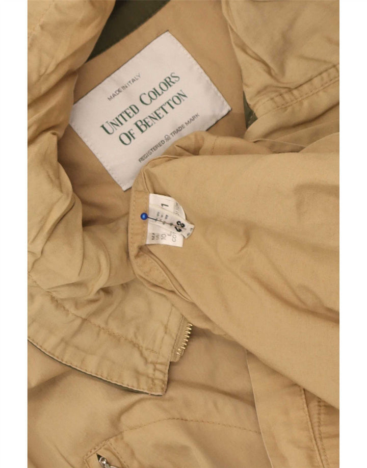 Benetton Mens Loose Fit Hooded Utility Jacket IT 48 Medium Beige Cotton