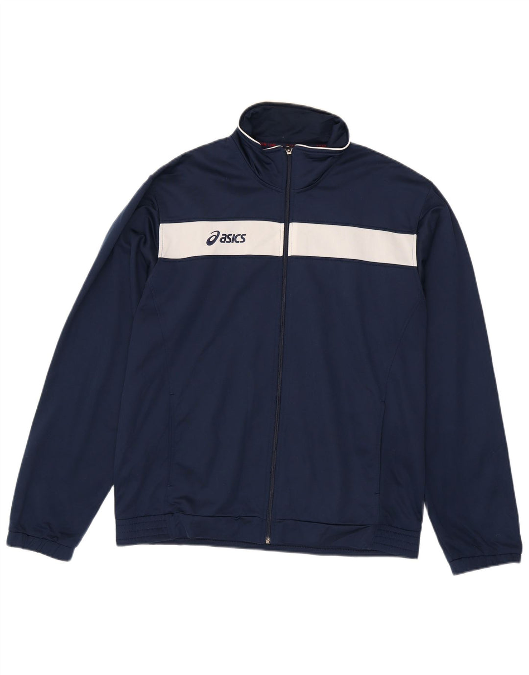 Asics Mens Tracksuit Top Jacket 2XL Navy Blue Colourblock Polyester
