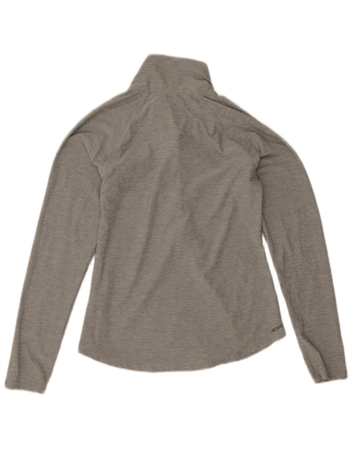 New Balance Womens Zip Neck Top Long Sleeve UK 10 Small Grey Polyester