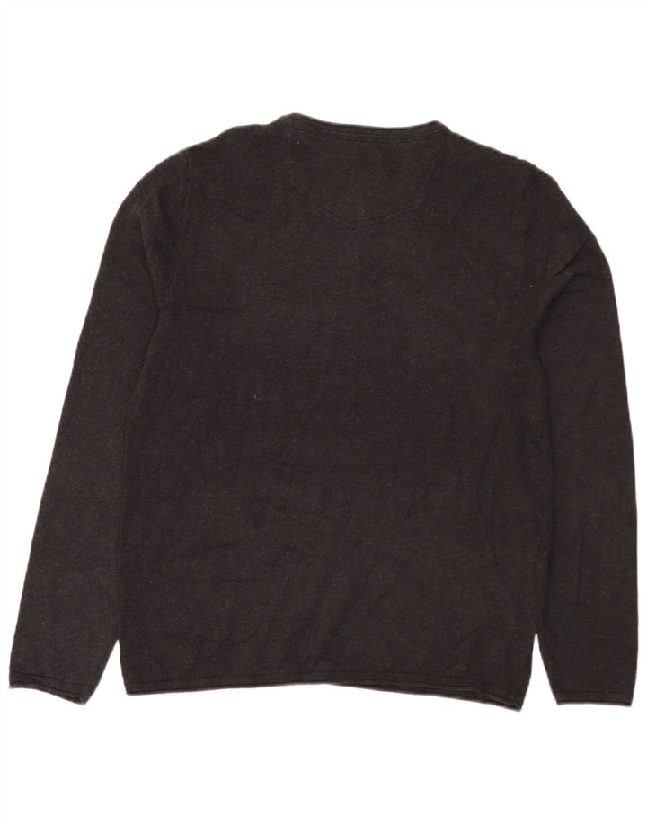 Męski sweter z okrągłym dekoltem Fat Face, duży, szary, bawełniany