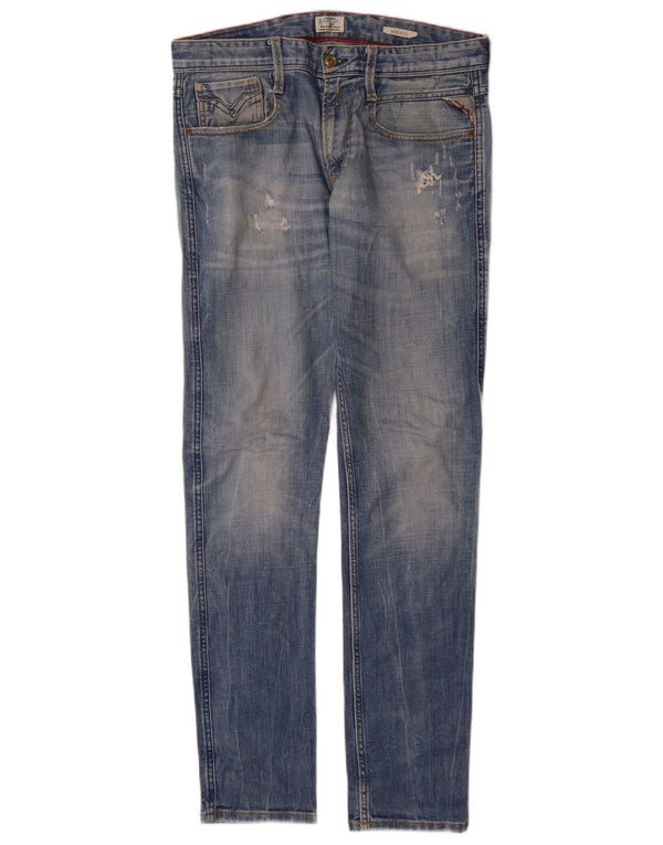 Replay Mens Anbass Distressed Slim farmer W31 L34 kék pamut