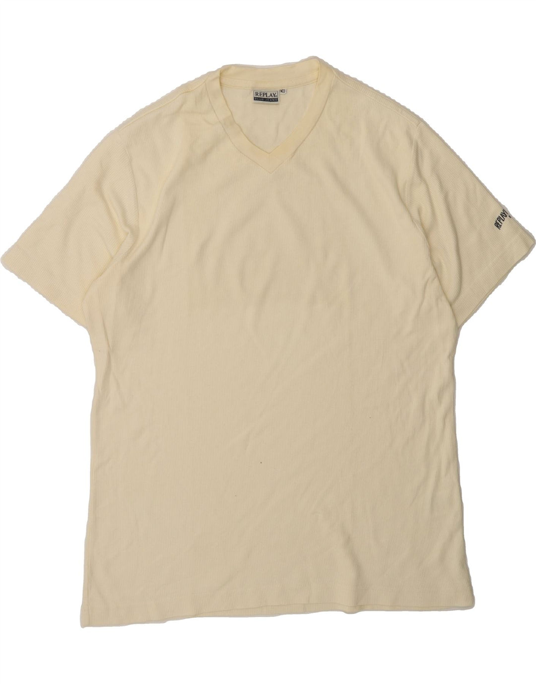 REPLAY Mens T-Shirt Top XL Off White Cotton Vintage Replay and Second-Hand Replay from Messina Hembry 
