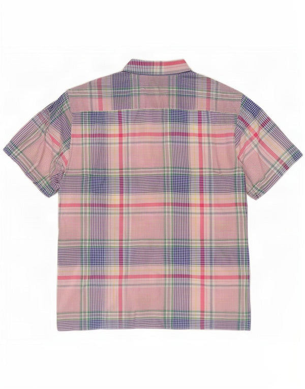 Camisa Tommy Hilfiger de manga corta para hombre, talla grande, de algodón a cuadros multicolores
