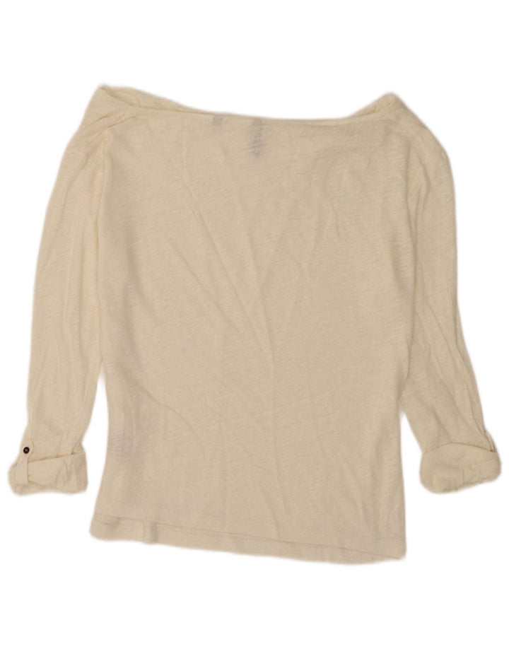 Woolrich ženska majica s otvorenim ramenima 3/4 rukava UK 10 Mala bijela