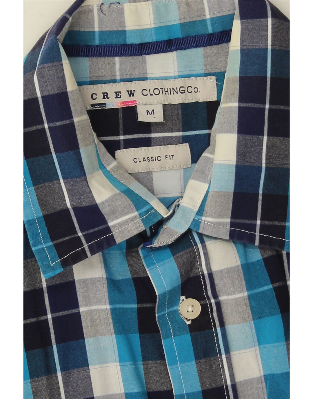 Crew Clothing Mens Short Sleeve Classic Fit Shirt Medium Navy Blue Check