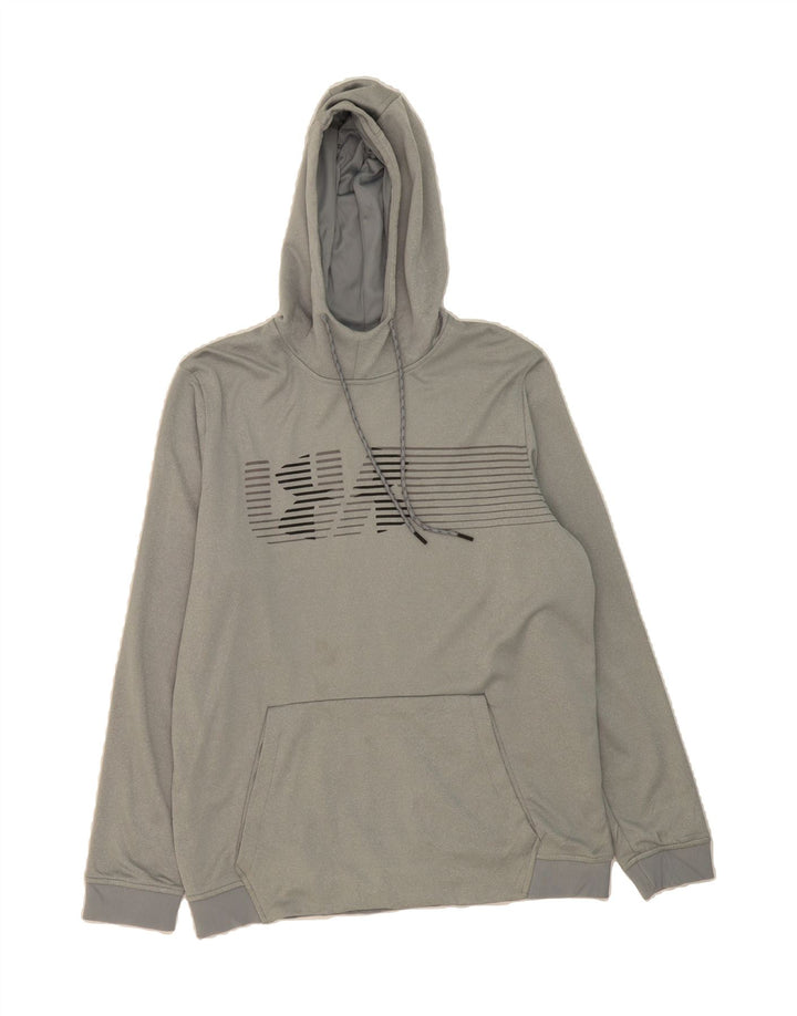 UNDER ARMOUR Mens Cold Gear Graphic Hoodie Jumper Large Grey Vintage Under Armour and Second-Hand Under Armour from Messina Hembry 