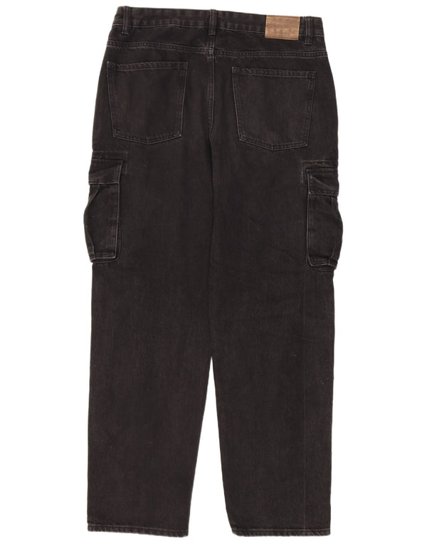 Kiabi Mens Cargo Straight Jeans IT 50 Large W34 L31 Black