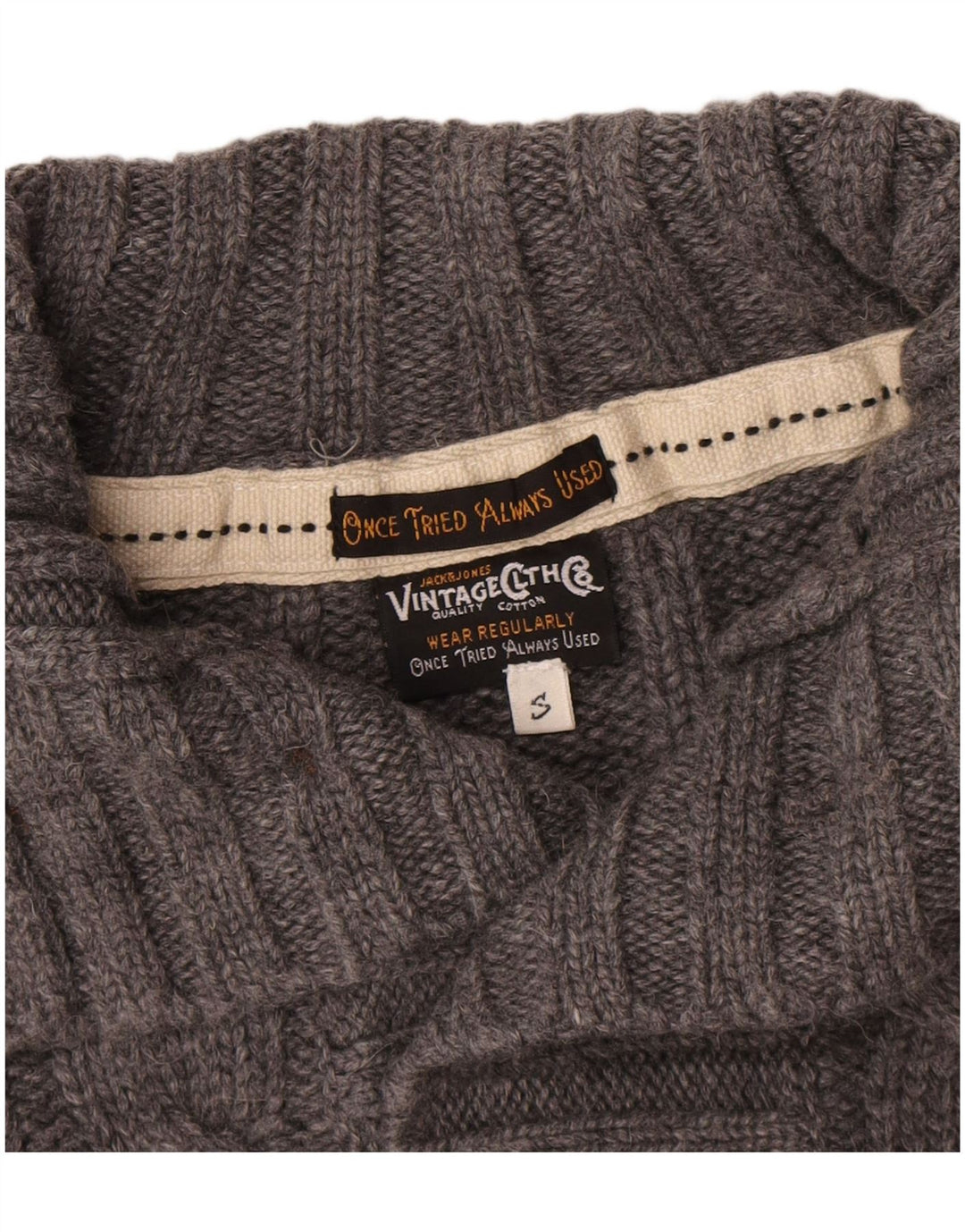 Jack & Jones Mens Button Neck Jumper Sweater Small Grey Wool