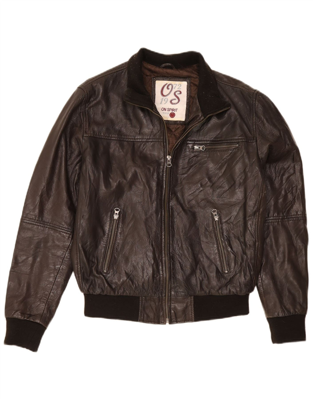 On Spirit Mens Leather Jacket IT 48 Medium Brown