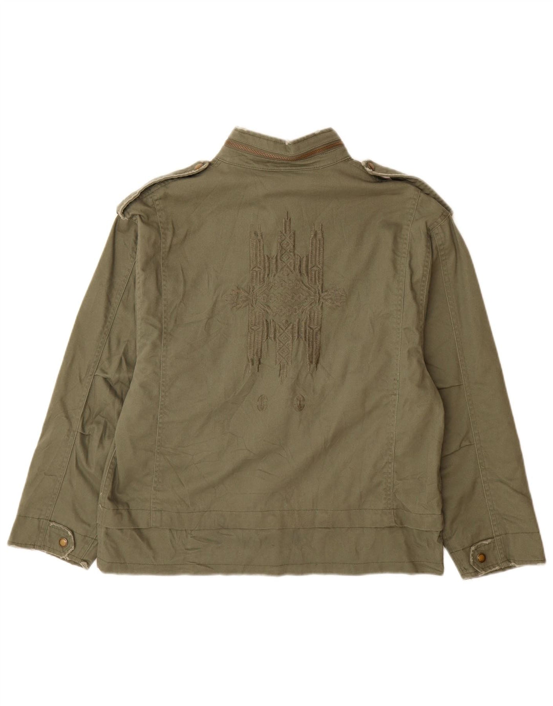 Zara Womens Military Utility Jacket UK 14 Medium Khaki Cotton Army