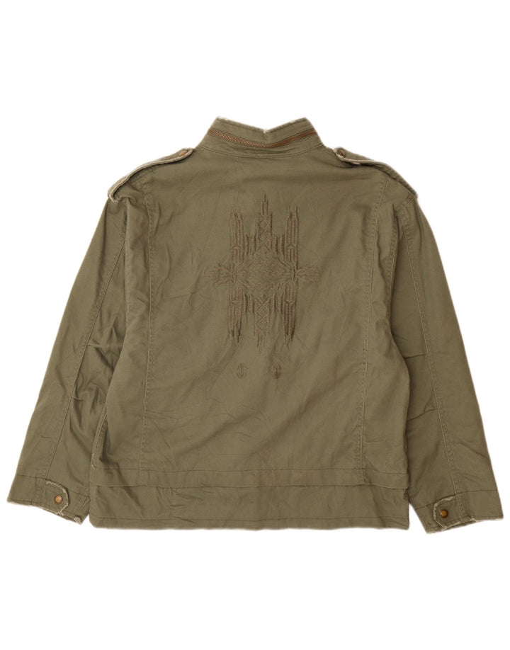 Zara Womens Military Utility Jacket UK 14 Medium Khaki Cotton Army