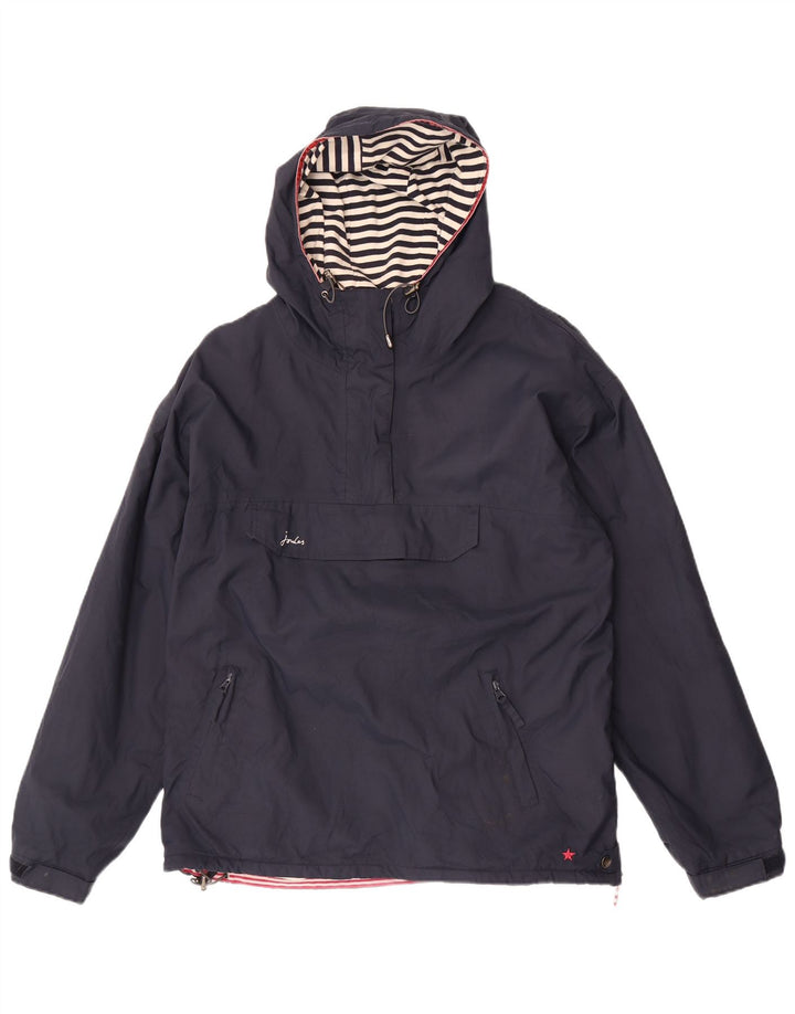 Joules Womens Hooded Oversized Anorak Jacket UK 16 Large Navy Blue