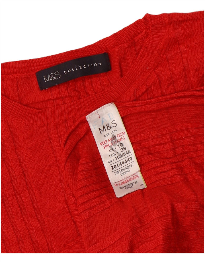 Marks & Spencer Womens Crop Crew Neck Jumper Sweater UK 10 Small Red