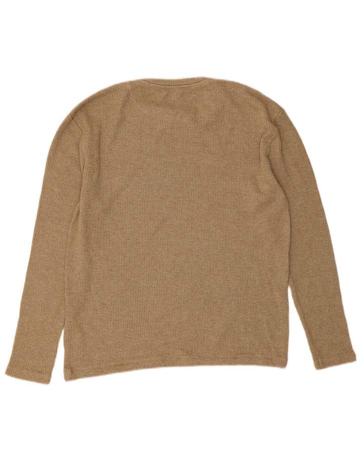 Zara Mens Top Long Sleeve Small Beige Cotton