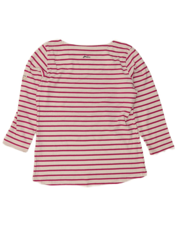 Damski top Joules z rękawem 3/4, UK 10, mały, różowy, bawełniany w paski