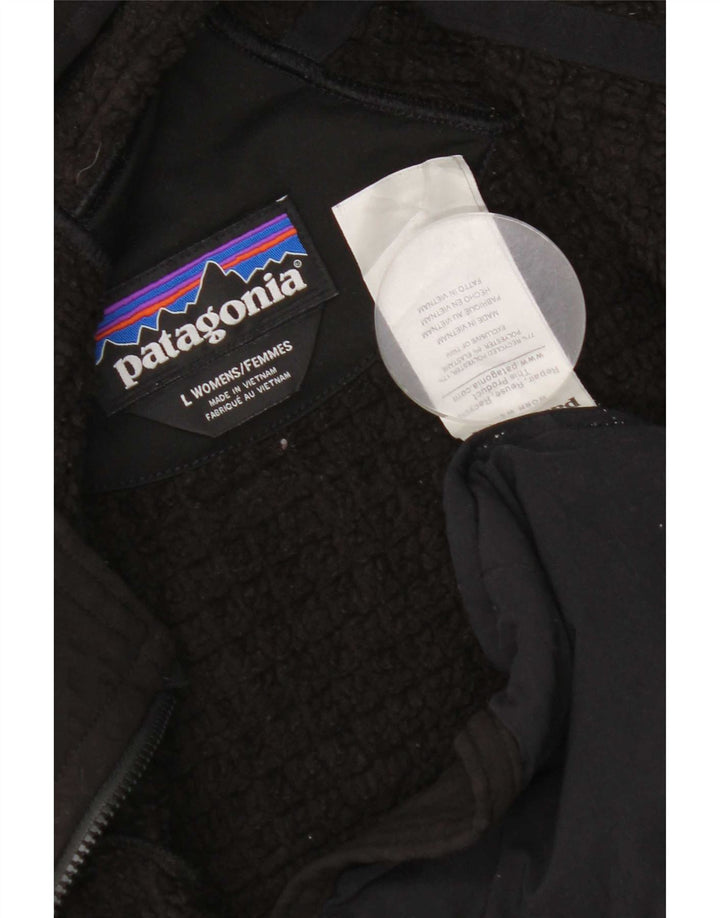 Patagonia Womens Hooded Tracksuit Top Jacket UK 14 Large Black Polyester