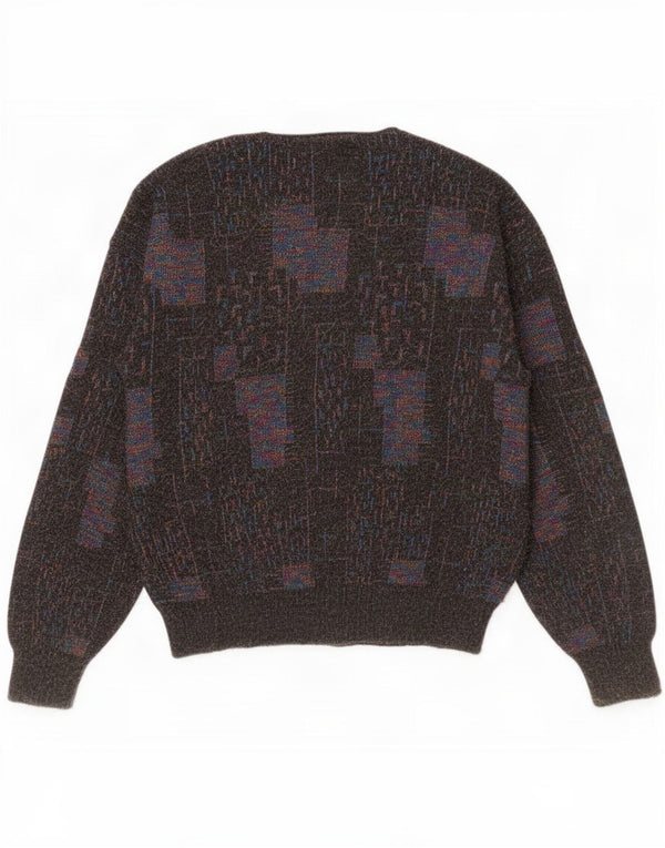 Vintage Herren-Strickjacke, groß, braun, geometrisch