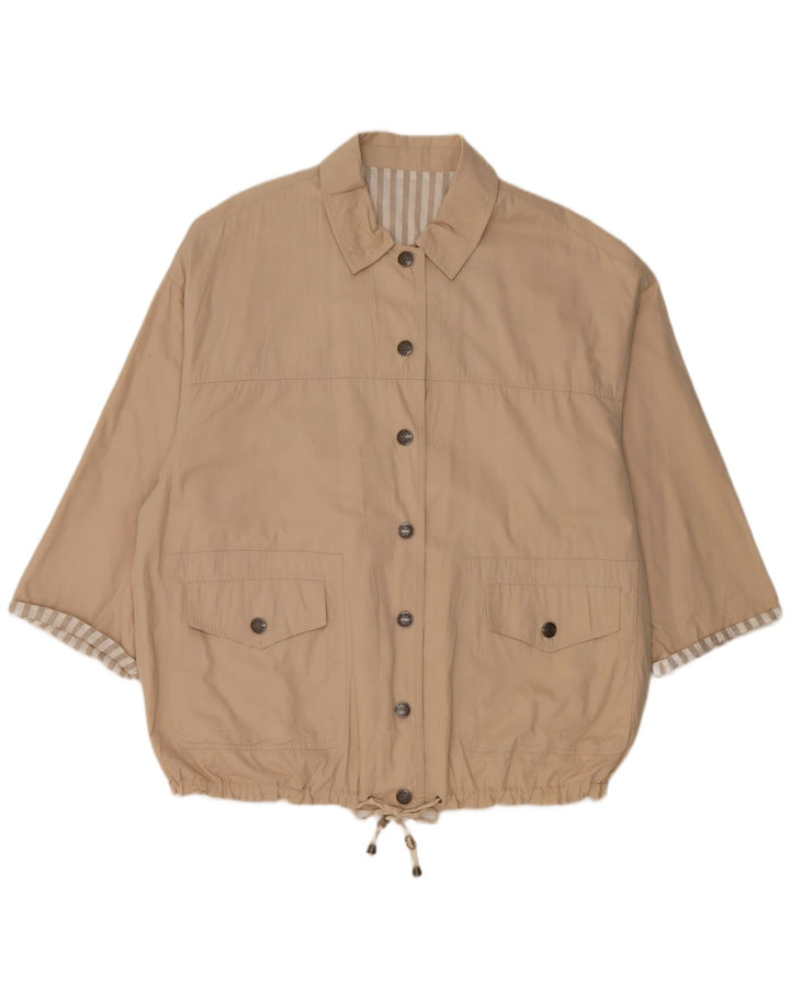 VINTAGE Womens 3/4 Sleeve Bomber Jacket UK 20 2XL Beige