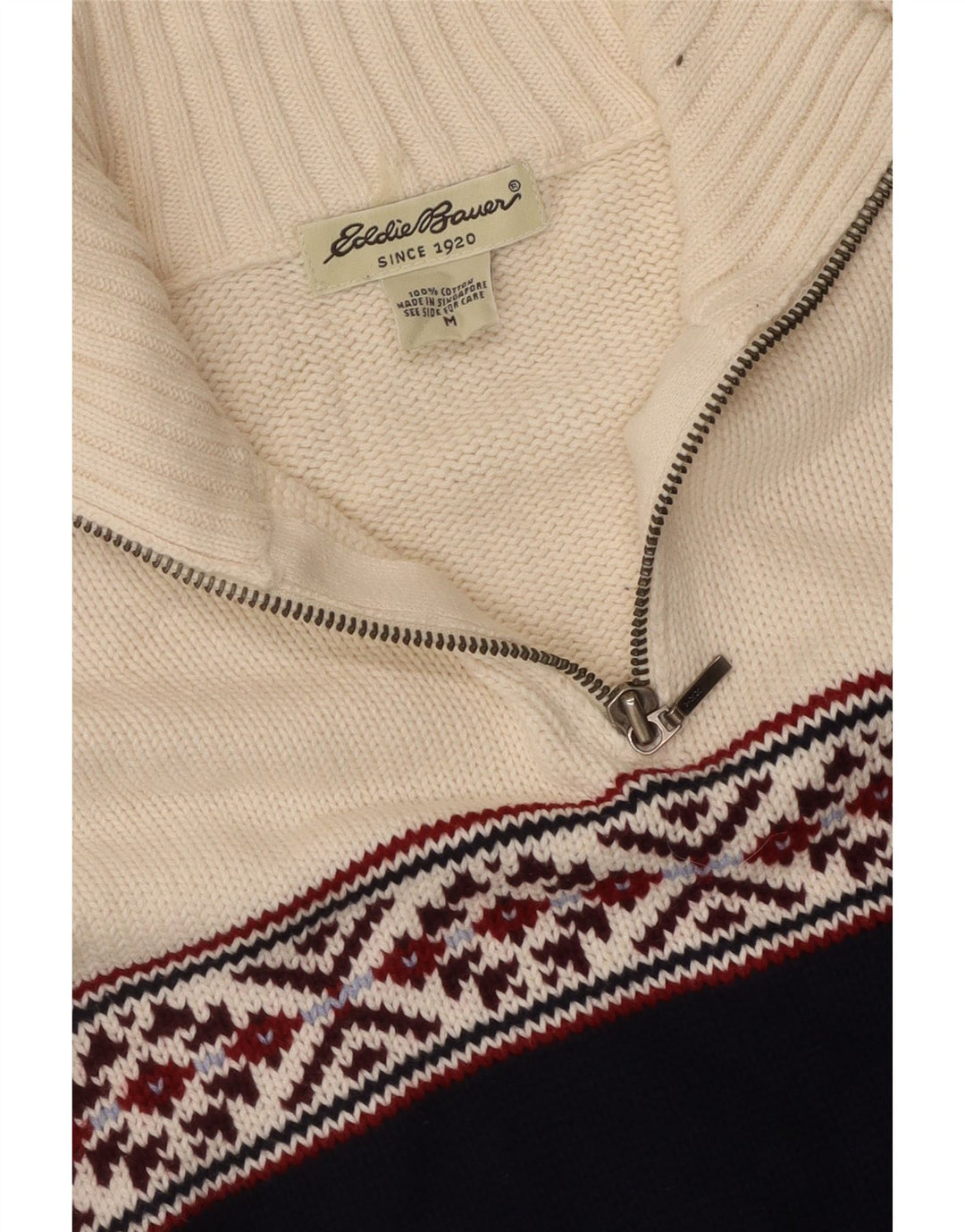EDDIE BAUER Womens Zip Neck Jumper Sweater UK 14 Medium Navy Blue