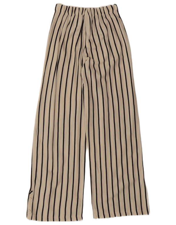 Zara Pantalon décontracté à jambe large pour fille 13-14 ans W22 L27 Beige à fines rayures