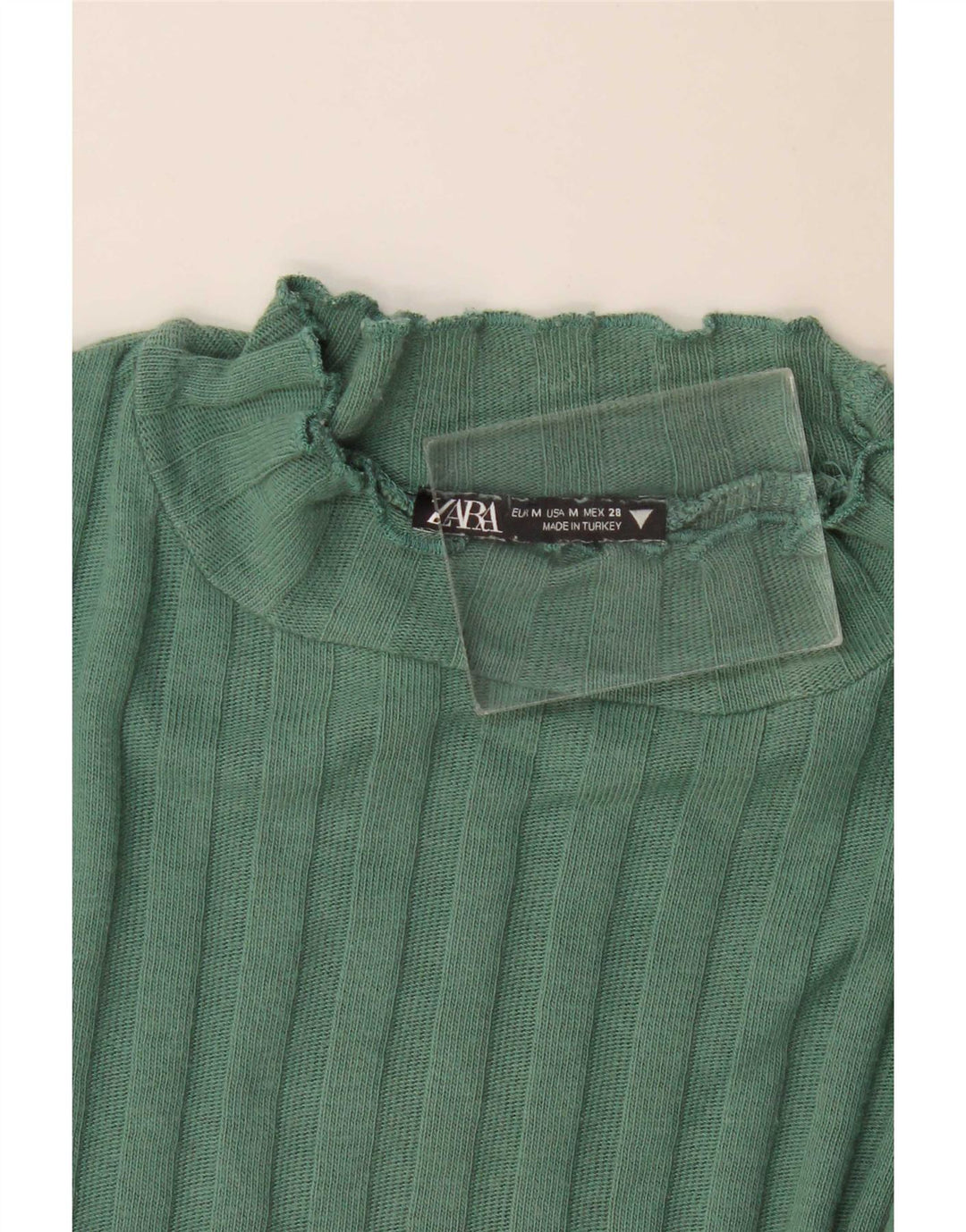 Zara Womens Crop Top Long Sleeve UK 12 Medium Green