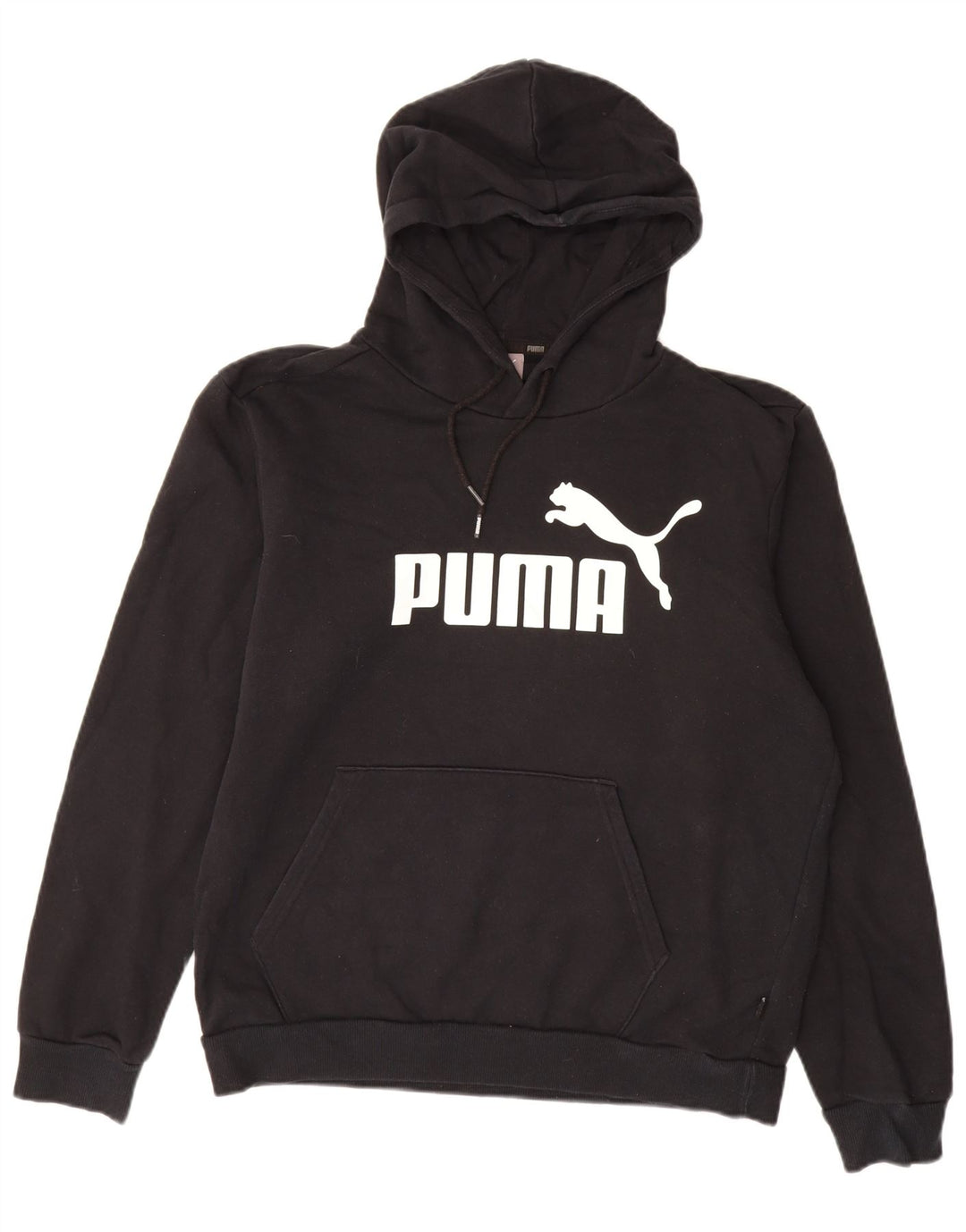 PUMA Mens Graphic Hoodie Jumper Medium Black Cotton
