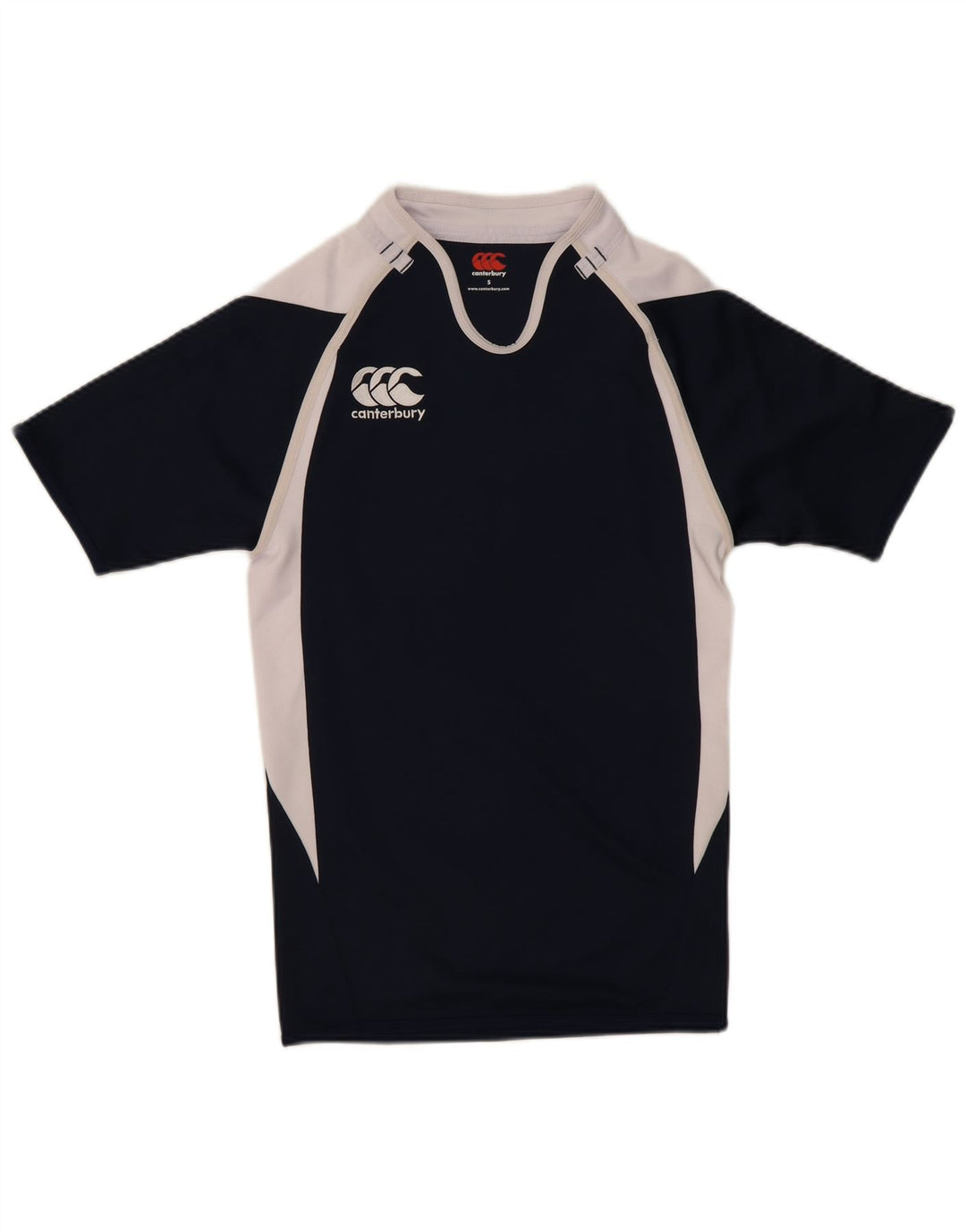 Canterbury Mens Graphic T-Shirt Top Small Navy Blue Colourblock Polyester