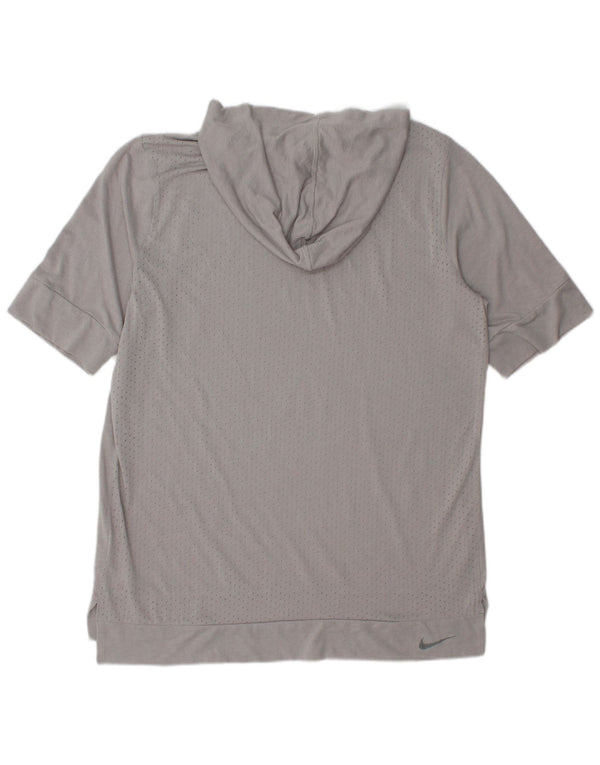 Nike Mens Dri Fit Hooded T-Shirt Top Medium Grey Polyester