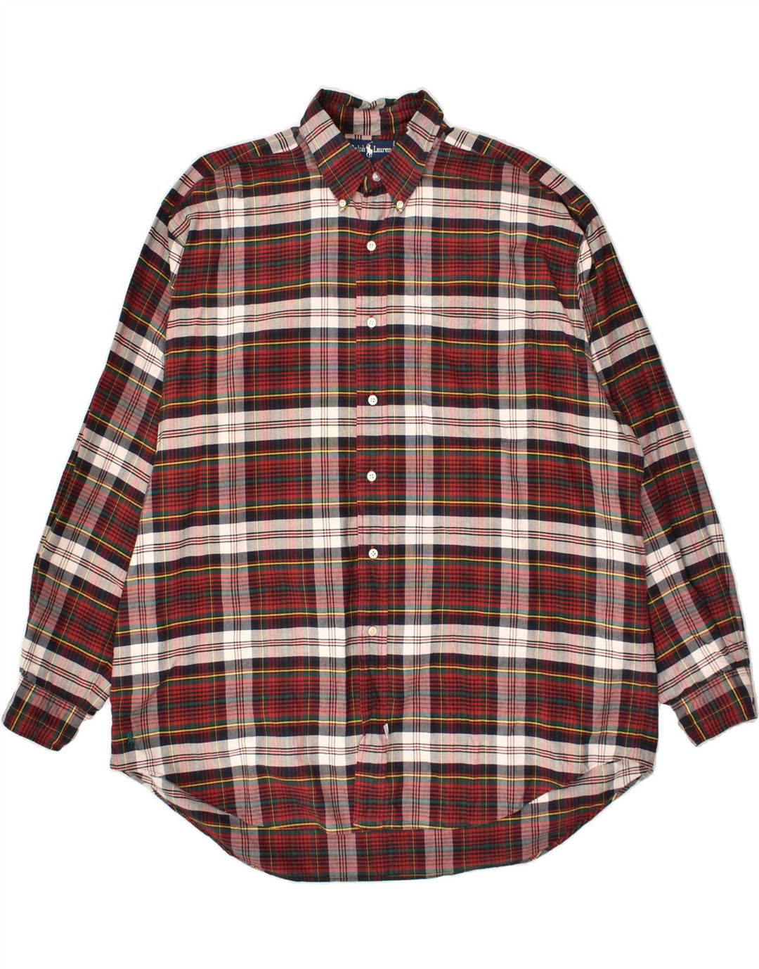 RALPH LAUREN Mens Shirt Large Red Check Cotton